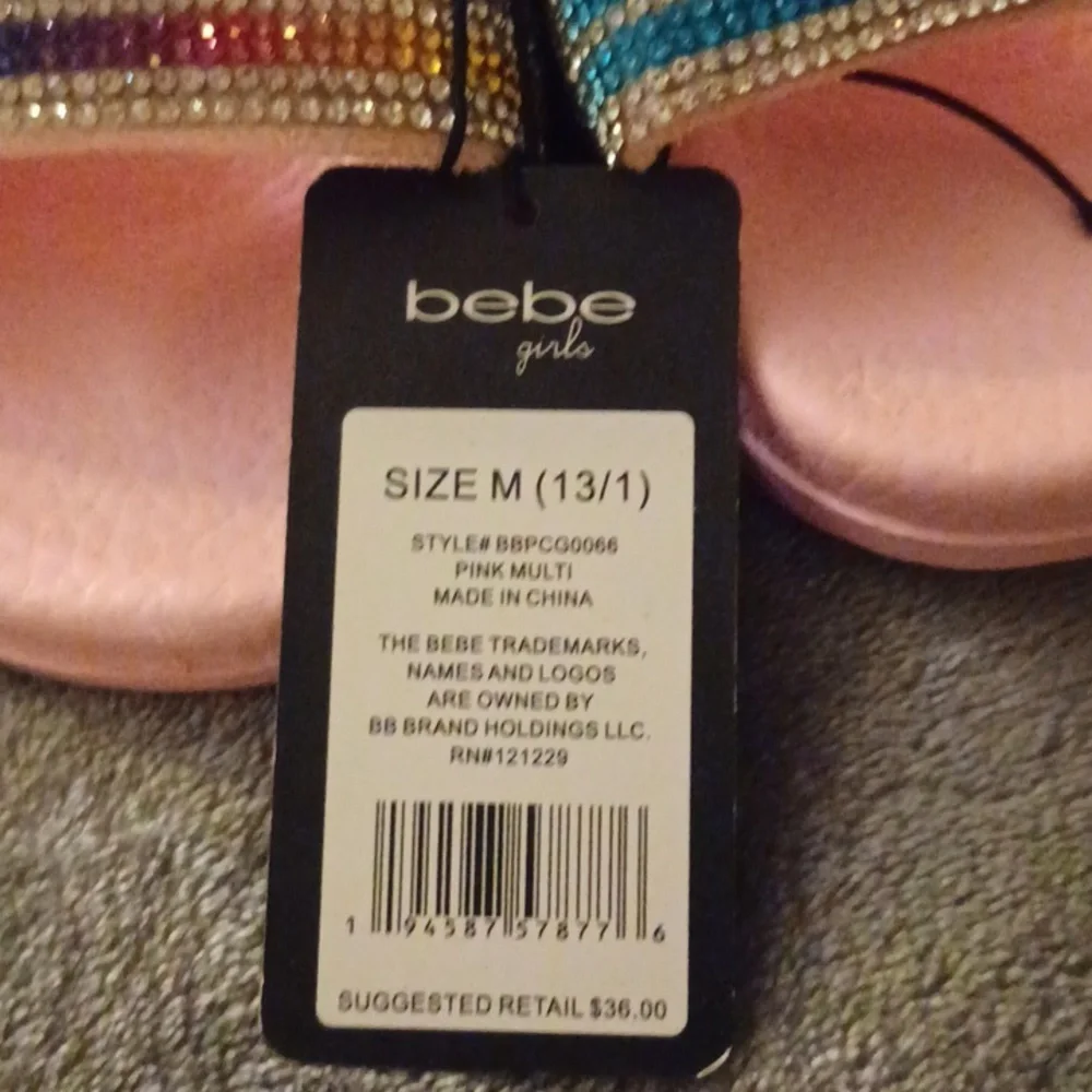 NWT BEBE SLIDES FOR GIRLS SPARKLES SIZE 13/1